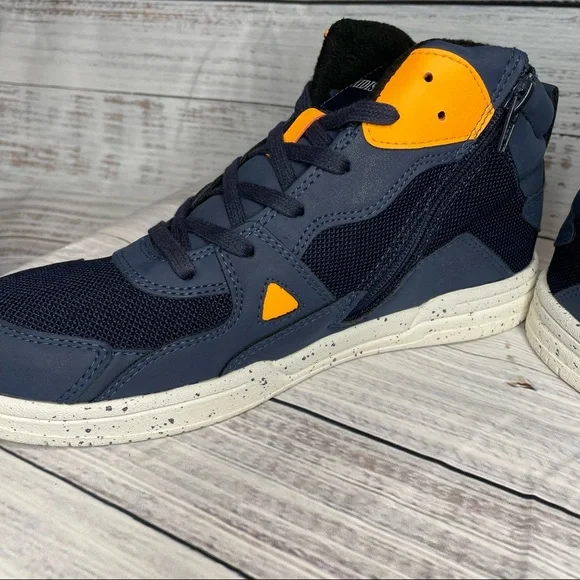 XIDISO Girls/Boys/Kids Mid Top Sneakers (Navy Blue/Orange/White) NWOT - Picture 6 of 13
